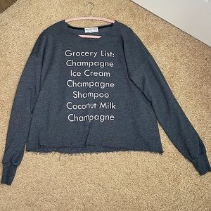 WILDFOX COZY CHAMPAGNE GREY GRAPHIC PULLOVER SM